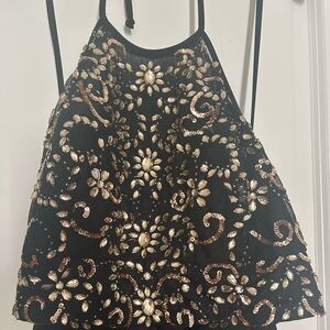 Homecoming Embellished Black and Gold two piece formal attire